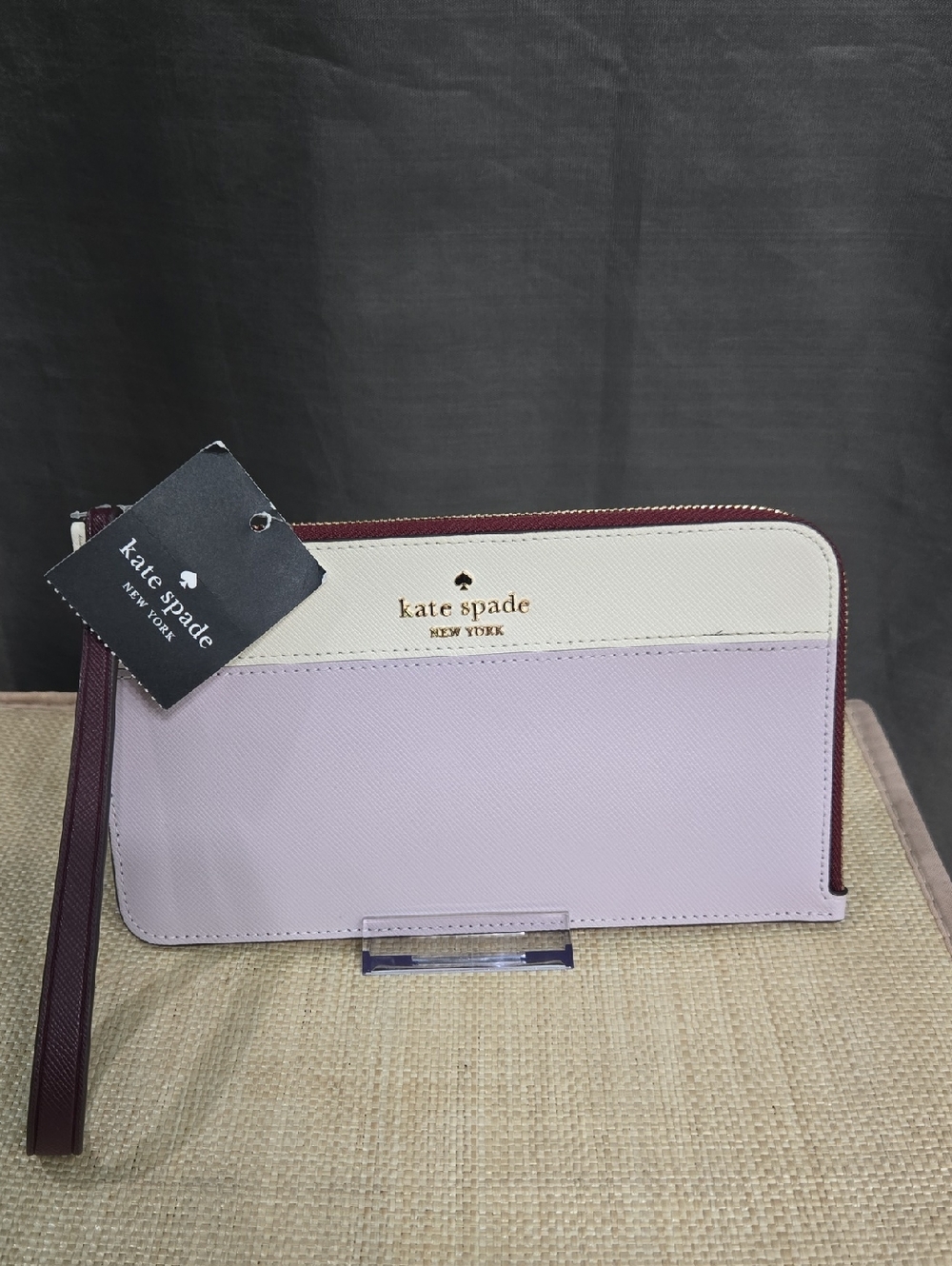 WEEKEND SALE! kate spade Lilac, Cream & Burgundy Colorblock Zip Wristlet